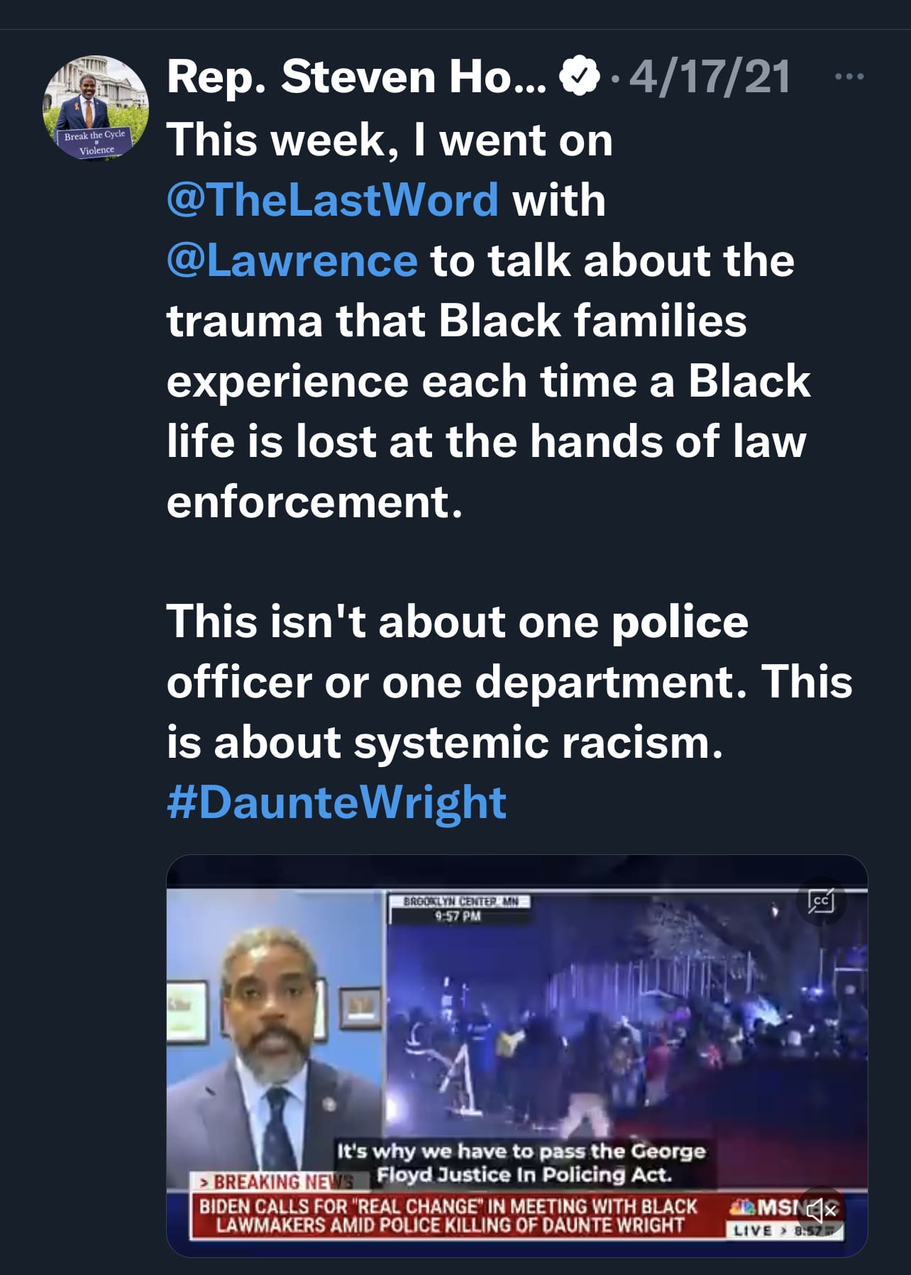 Rep. Horsford Breaks From Progressive Caucus Blocking Police Funding