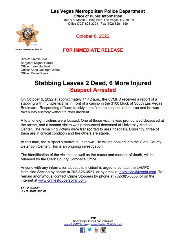 The Suspect in the Las Vegas Strip Stabbings Has Been Arrested - Nevada ...