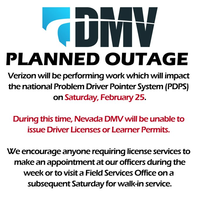 Nevada DMV Closes February 25 Due to Planned Network Outage Nevada Globe